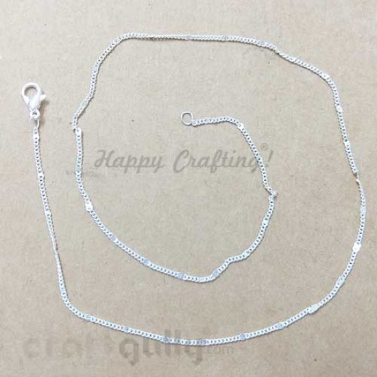 Chains - Round 1mm - Silver Finish With Clasp - 15 Inches