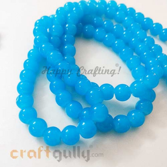 Glass Beads 7mm Round - Cerulean Blue - Pack of 20