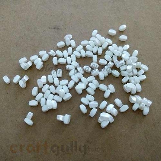 Acrylic Beads 5mm - Faux Pearl - Rectangle - Ivory - 5 gms