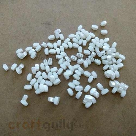 Acrylic Beads 5mm - Faux Pearl - Rectangle - Ivory - 5 gms