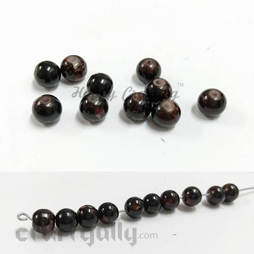 Glass Beads 8mm - Round Mottled - Dual Brown - Pack of 10