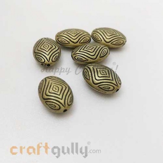 Acrylic Beads 18mm - Oval Design #1 - Bronze - Pack of 6