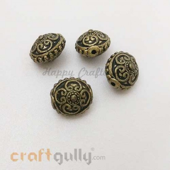Acrylic Beads 15mm - Oval - Design #2 - Bronze - Pack of 4