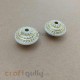 Acrylic Beads 13mm - Bicone Design #3 - White & Gold - 2 Beads