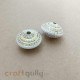 Acrylic Beads 13mm - Bicone Design #3 - White & Gold - 2 Beads