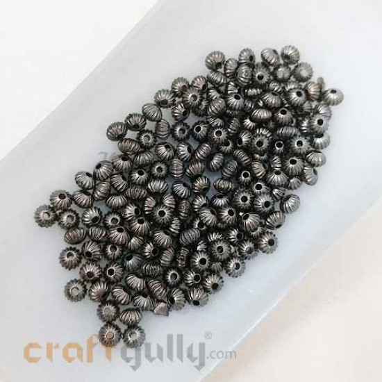 Acrylic Beads 3mm Spacer - Mini With Lines - Gun Metal - 5gms