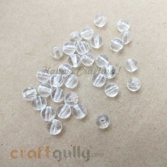 Acrylic Beads 6mm - Round - Clear - Pack of 20