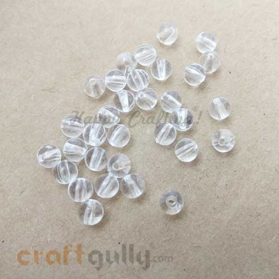 Acrylic Beads 6mm Round - Clear - Pack of 20