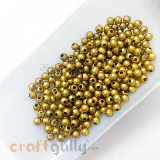Acrylic Beads 4mm - Round - Antique Golden - 10gms