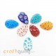 Glass Beads 24mm Drop Millefiori #7 - Clear & Blue Flowers - 1Pcs