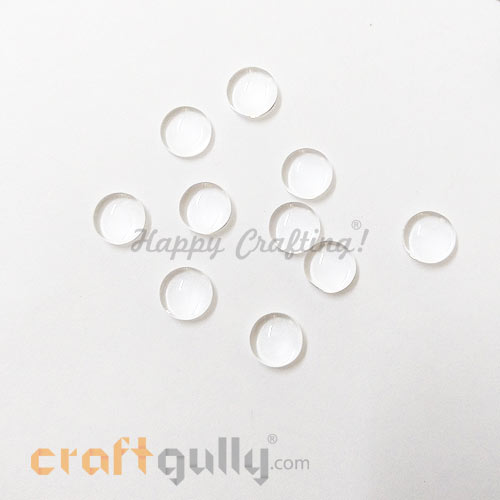 Flatback Glass Cabochons 8mm - Round Dome - Clear - Pack of 10