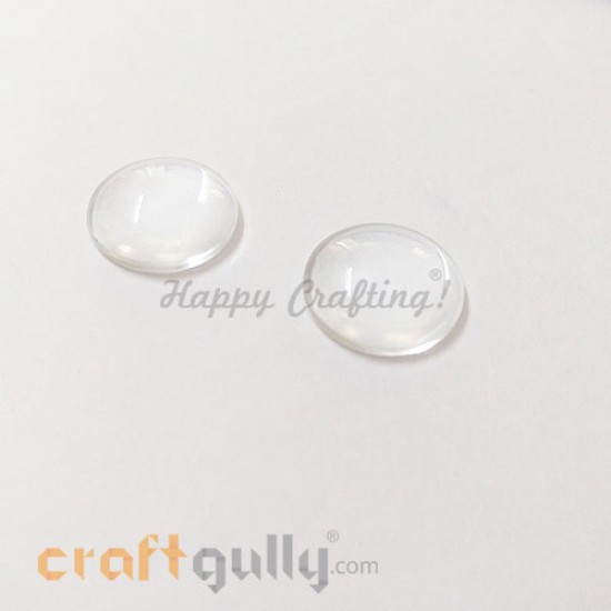 Flatback Glass Cabochons 18mm - Round Dome - Clear - Pack of 2