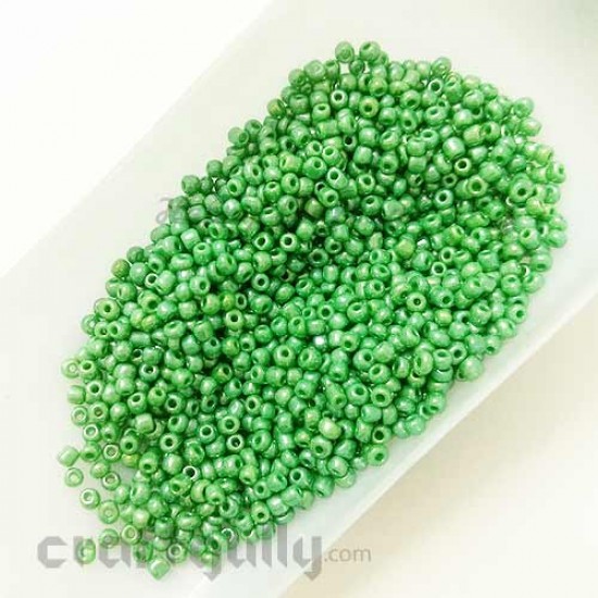 Seed Beads 2.5mm Glass - Round - Faux Pearl Green - 25gms