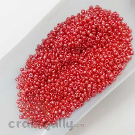 Seed Beads 2.5mm Glass - Round - Faux Pearl Red - 25gms