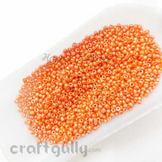 Seed Beads 2.5mm Glass - Round - Faux Pearl Dark Peach - 25gms