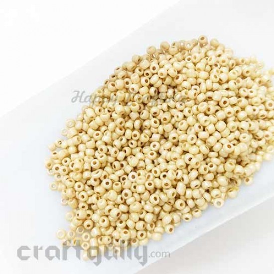 Seed Beads 2.5mm Glass - Round - Faux Pearl Beige - 25gms