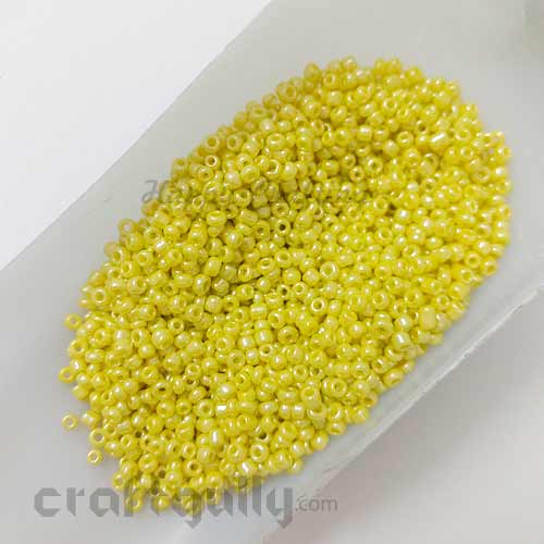 Seed Beads 2.5mm Glass - Round - Faux Pearl Lemon Yellow - 25gms
