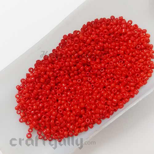 Seed Beads 2.5mm Glass - Round - Matte Red - 25gms