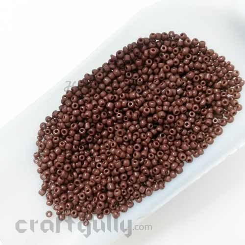 Seed Beads 2.5mm Glass - Round - Matte Brown - 25gms