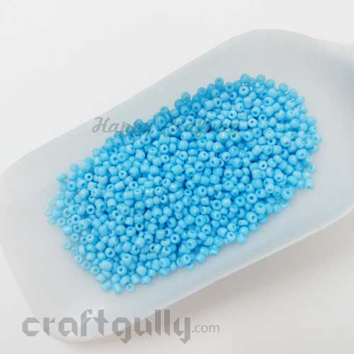 Seed Beads 2.5mm Glass - Round - Matte Light Blue - 25gms