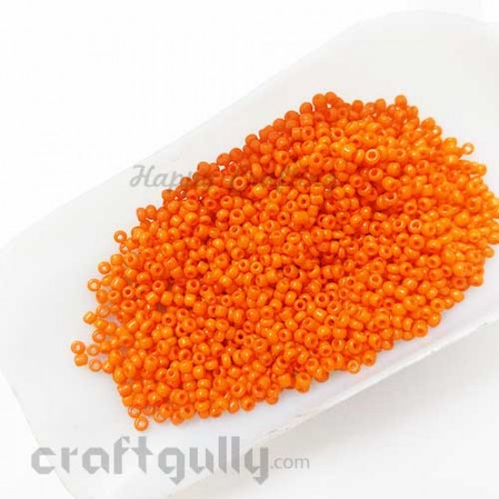 Seed Beads 2.5mm Glass - Round - Matte Orange - 25gms