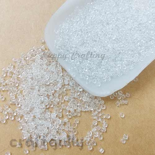Seed Beads 2.5mm Glass - Round - Clear - 25gms