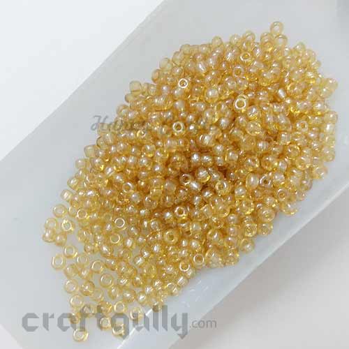 Seed Beads 3.5mm Glass - Round - Champagne Transparent - 25gms