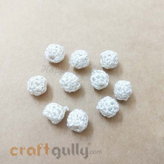 Crochet Beads 9mm - Round - Cream - Pack of 6