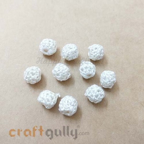 Crochet Beads 9mm - Round - Cream - Pack of 6