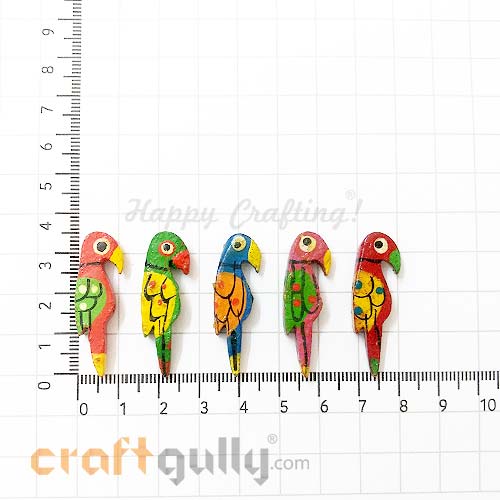 Wooden Beads 35mm - Parrot - Assorted - Pack of 2