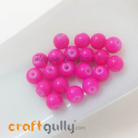 Glass Beads 7mm Round - Dark Pink - Pack of 20