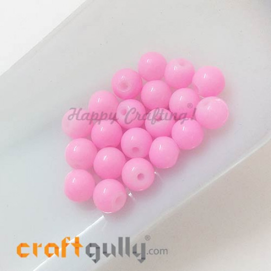 Glass Beads 7mm Round - Baby Pink - Pack of 20
