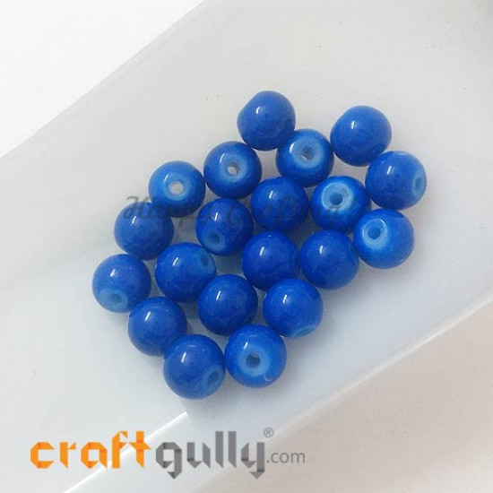 Glass Beads 7mm Round - Royal Blue - Pack of 20