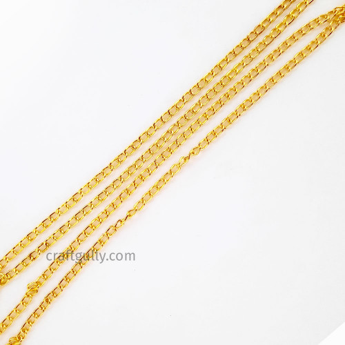 Chains - Oval Flat 5x3mm - Golden Finish - 36 Inches