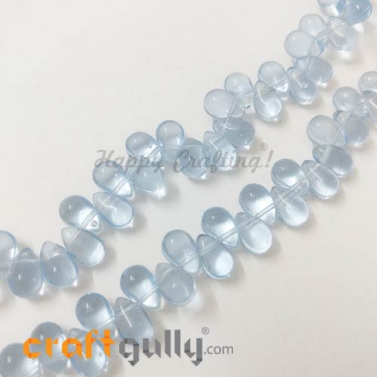 Glass Beads 9mm Drop - Transparent Light Blue - 20 Beads