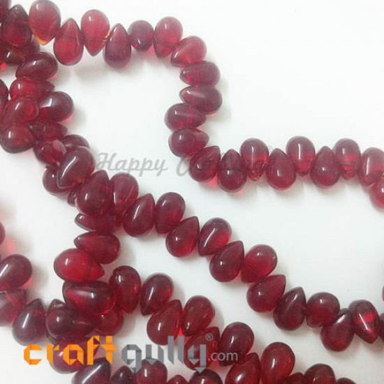 Glass Beads 9mm Drop - Transparent Dark Red - 20 Beads Glass Beads 9mm Drop - Transparent Dark Red - 20 Beads