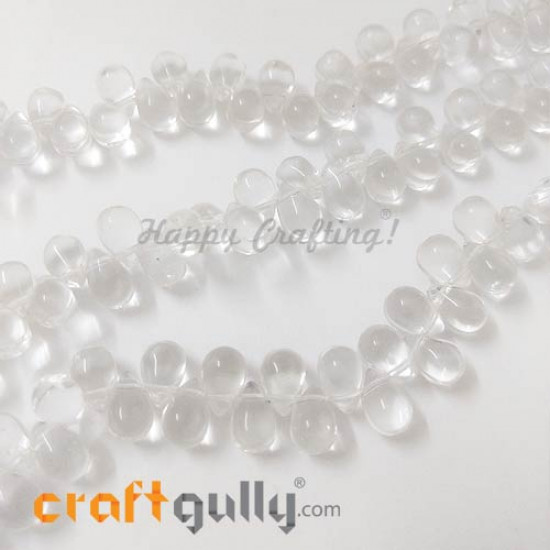 Glass Beads 9mm Drop - Clear - 20 Beads Glass Beads 9mm Drop - Clear - 20 Beads