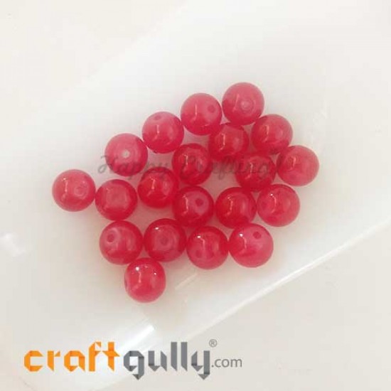 Glass Beads 8mm - Round Trans. Red - 20 Beads