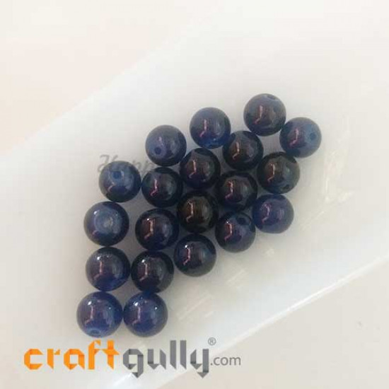 Glass Beads 8mm - Round Trans. Dual Blue - 20 Beads