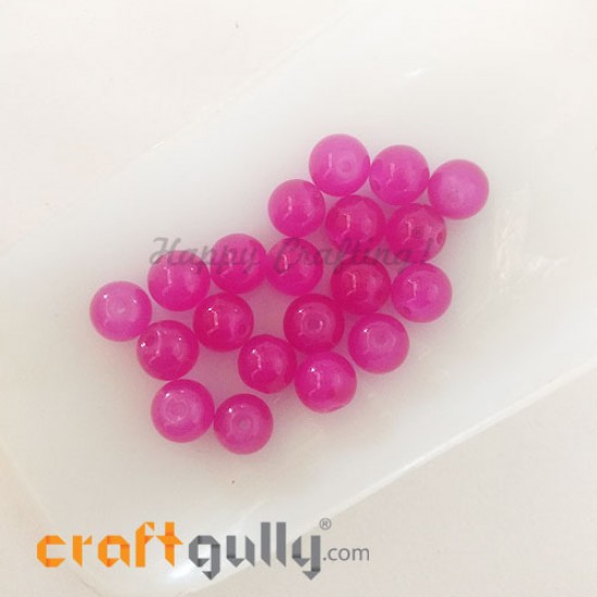 Glass Beads 8mm - Round Trans. Dark Pink - 20 Beads
