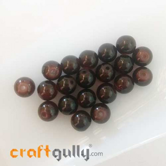 Glass Beads 8mm - Round Trans. Caramel Brown - 20 Beads