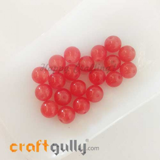 Glass Beads 8mm - Round Trans. Dark Orange - 20 Beads Glass Beads 8mm - Round Trans. Dark Orange - 20 Beads