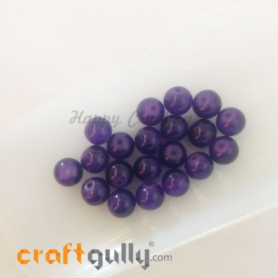 Glass Beads 8mm - Round Trans. Purple - 20 Beads