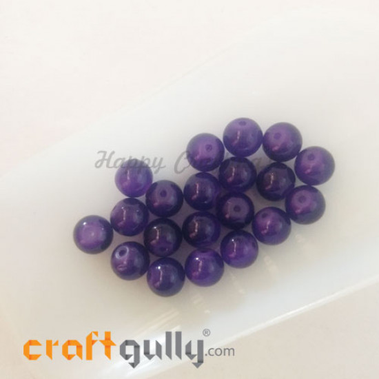 Glass Beads 8mm - Round Trans. Purple - 20 Beads Glass Beads 8mm - Round Trans. Purple - 20 Beads