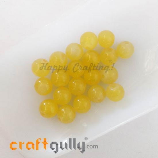 Glass Beads 8mm - Round Trans. Yellow - 20 Beads
