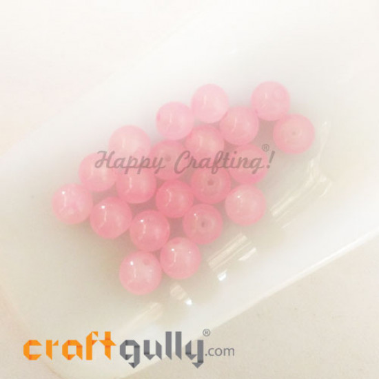 Glass Beads 8mm - Round Trans. Baby Pink - 20 Beads