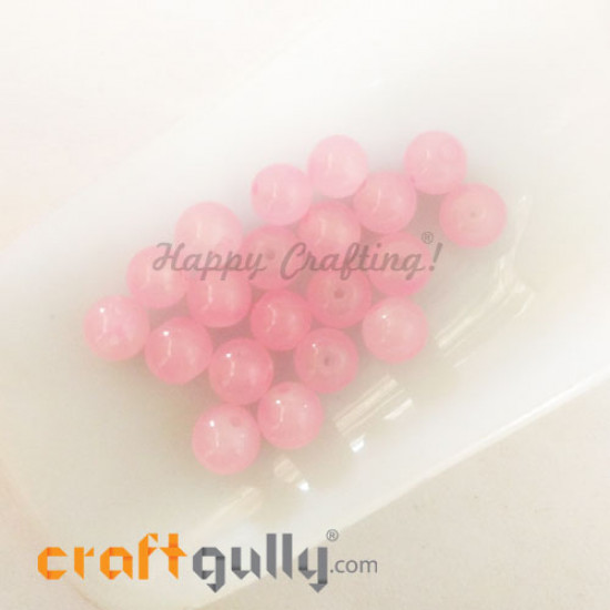 Glass Beads 8mm - Round Trans. Baby Pink - 20 Beads Glass Beads 8mm - Round Trans. Baby Pink - 20 Beads