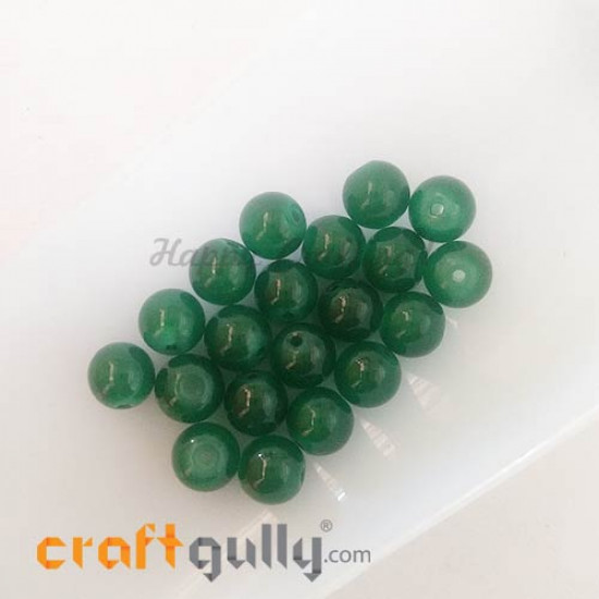 Glass Beads 8mm - Round Trans. Dark Green - 20 Beads Glass Beads 8mm - Round Trans. Dark Green - 20 Beads