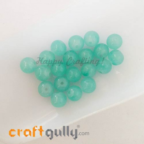 Glass Beads 8mm - Round Trans. Turquoise - 20 Beads