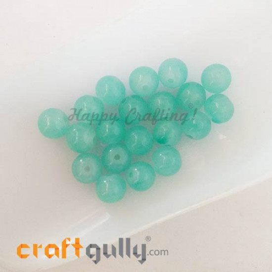 Glass Beads 8mm - Round Trans. Turquoise - 20 Beads Glass Beads 8mm - Round Trans. Turquoise - 20 Beads